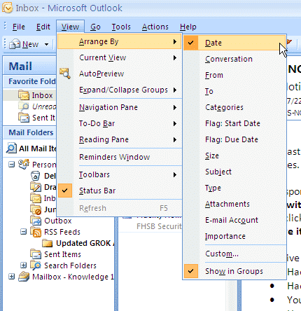 Arrange & Group Email in Microsoft Outlook