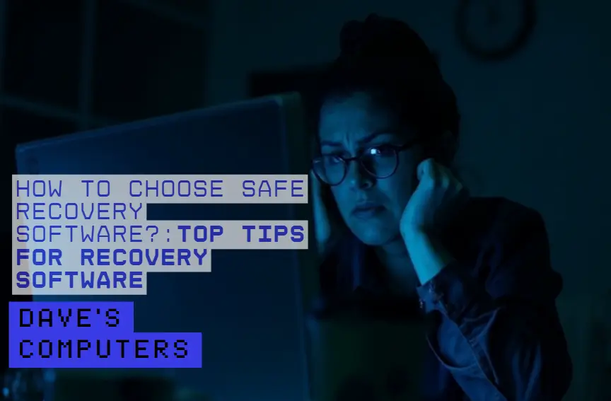 Person learning how to choose safe recovery software while attempting to recover lost files on a laptop