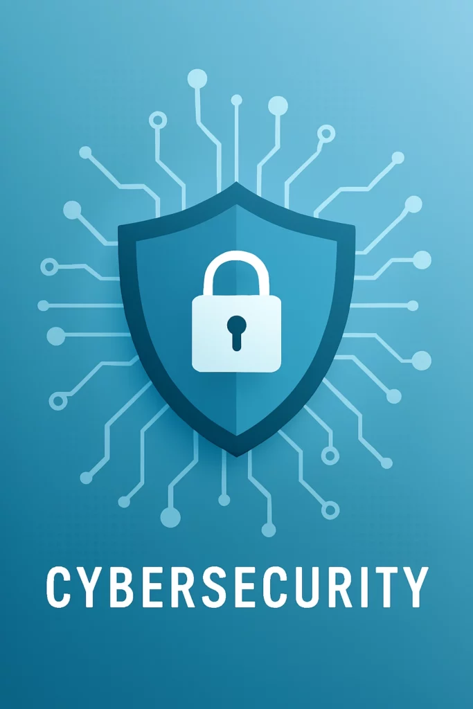 Cybersecurity shield and lock icon representing proactive IT network protection in New Jersey.