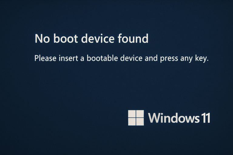 no boot device found windows 11