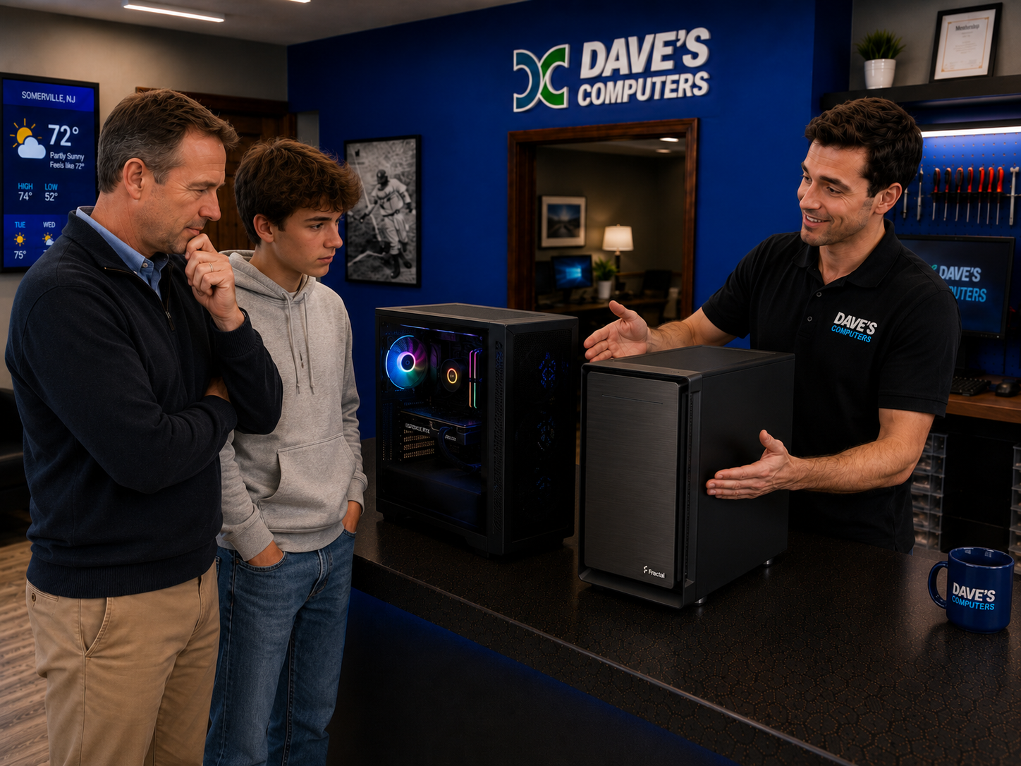 Custom PC build in progress at Dave's Computers, Somerville NJ