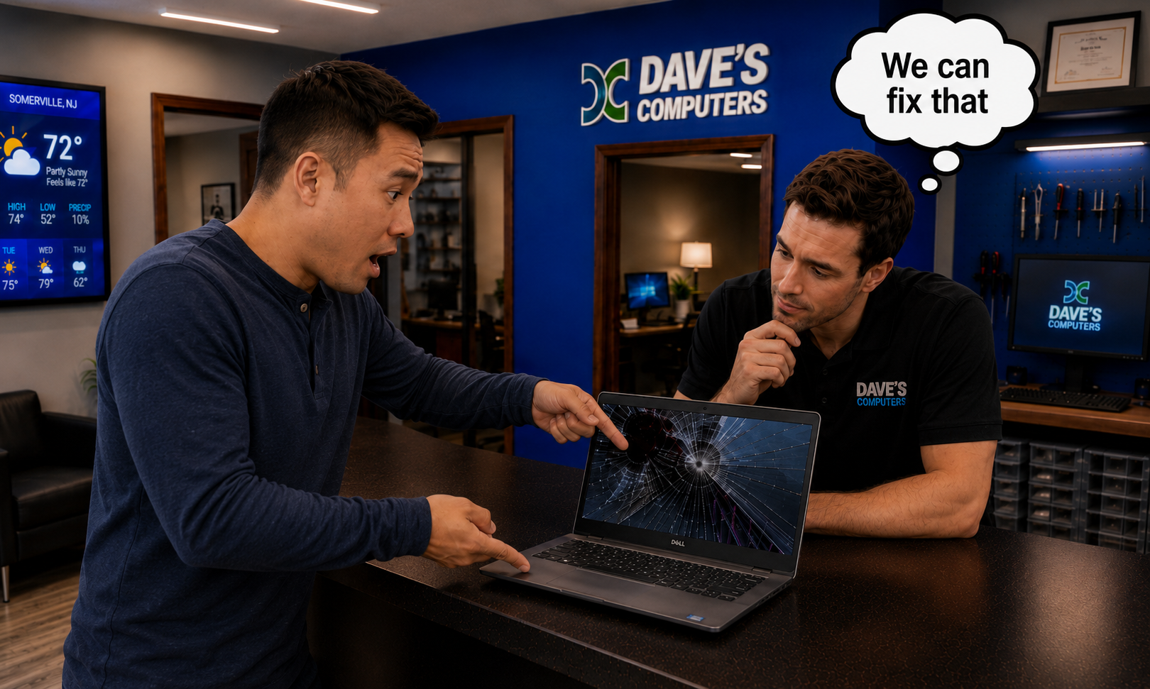 Laptop LCD screen replacement at Dave's Computers, Somerville NJ